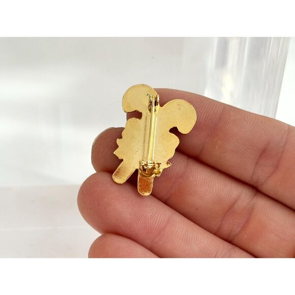 Gold Toned Bowtie Crossed Candy Cane Christmas Holiday Brooch Pin - Picture 5 of 7